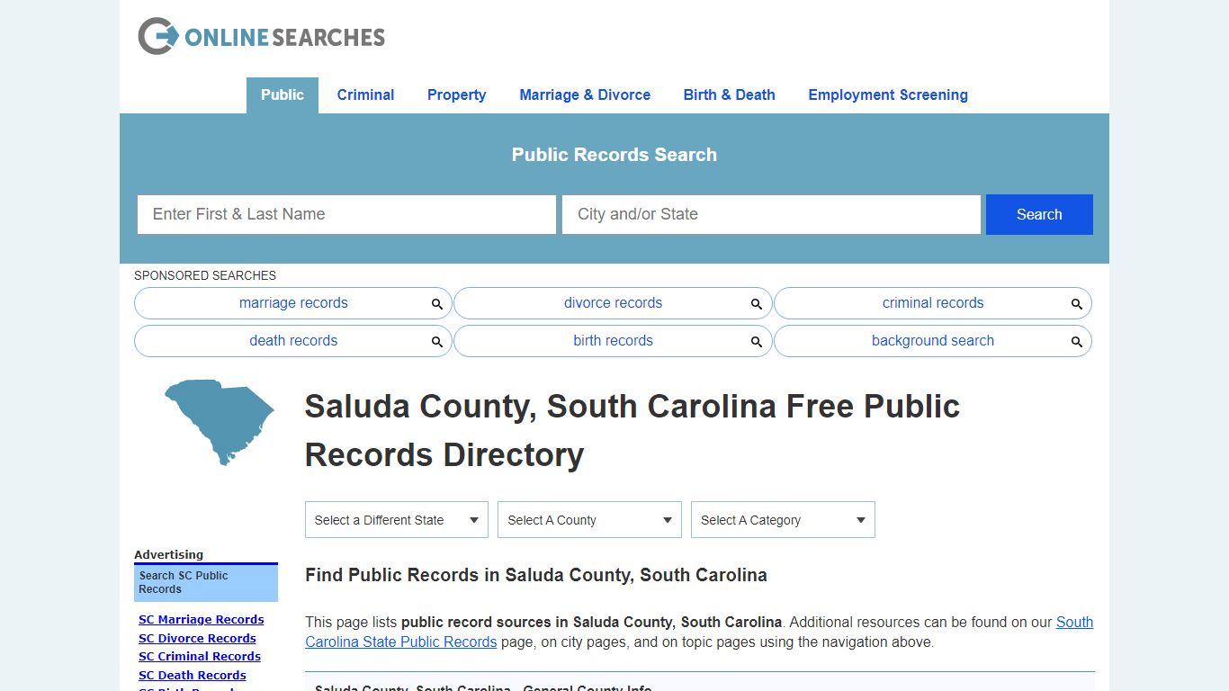 Saluda County, South Carolina Public Records Directory